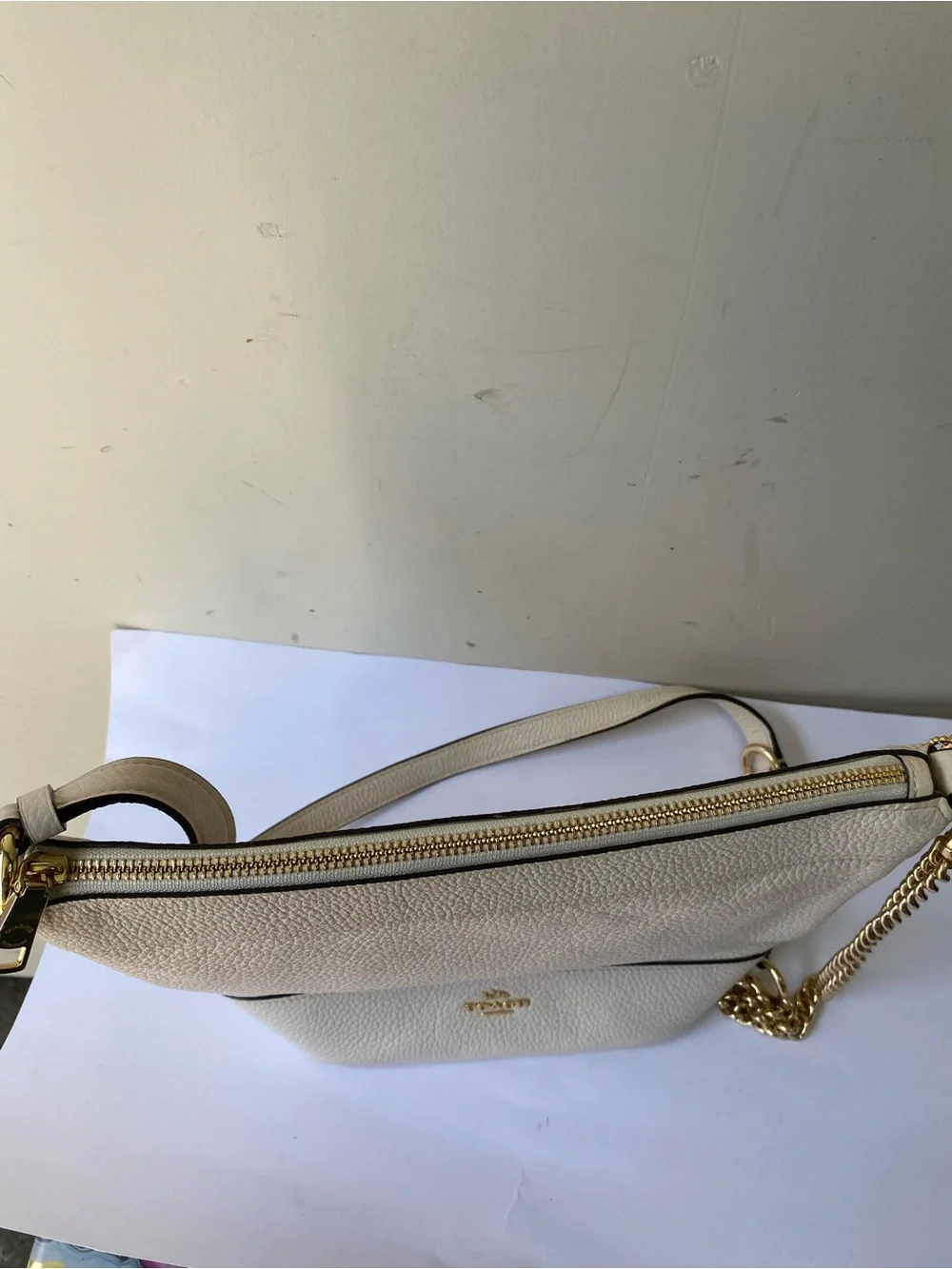Coach Paxton Duffle F72692 Chalk White Pebble Leather Crossbody Bag Y2K